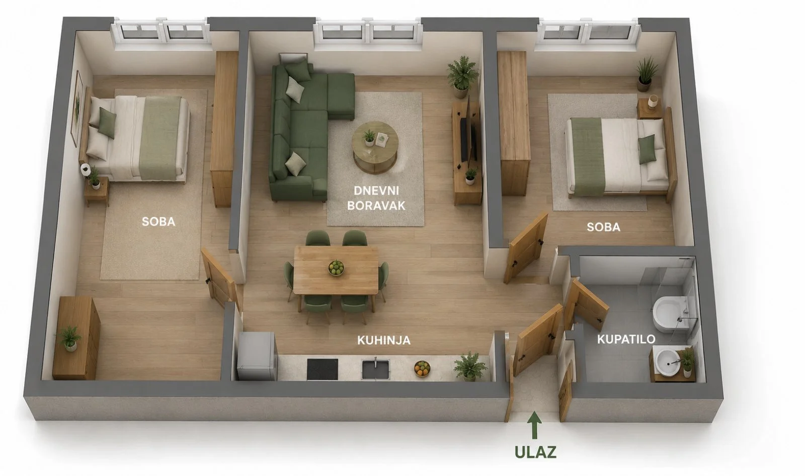 <p>Novi Sad, Detelinara, prodaje se mali 2.5 stan od svega 47m2, nastao preuređenjem iz dvosobnog, od kuhinje sa trpeza