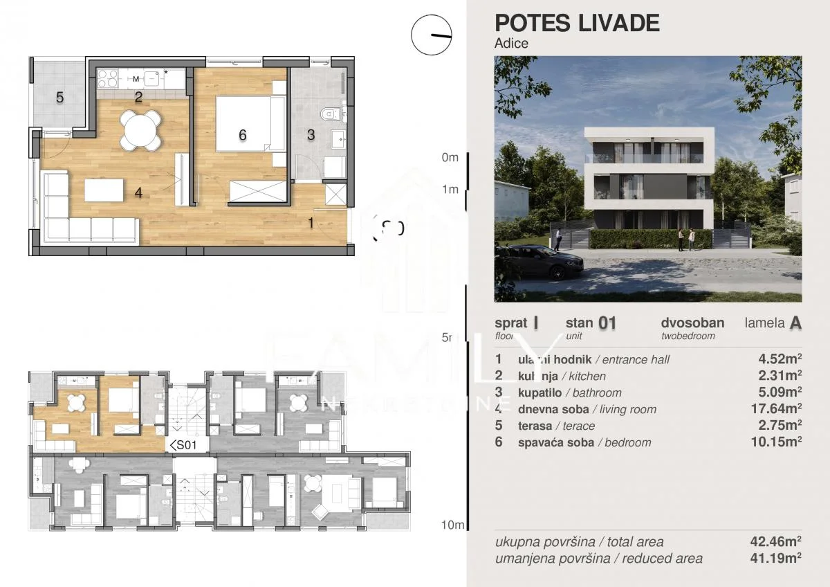 U IZGRADNJI - Dvosoban stan 41,18 m², Adice, Novi Sad, 1. sprat - POVRAT PDV-a