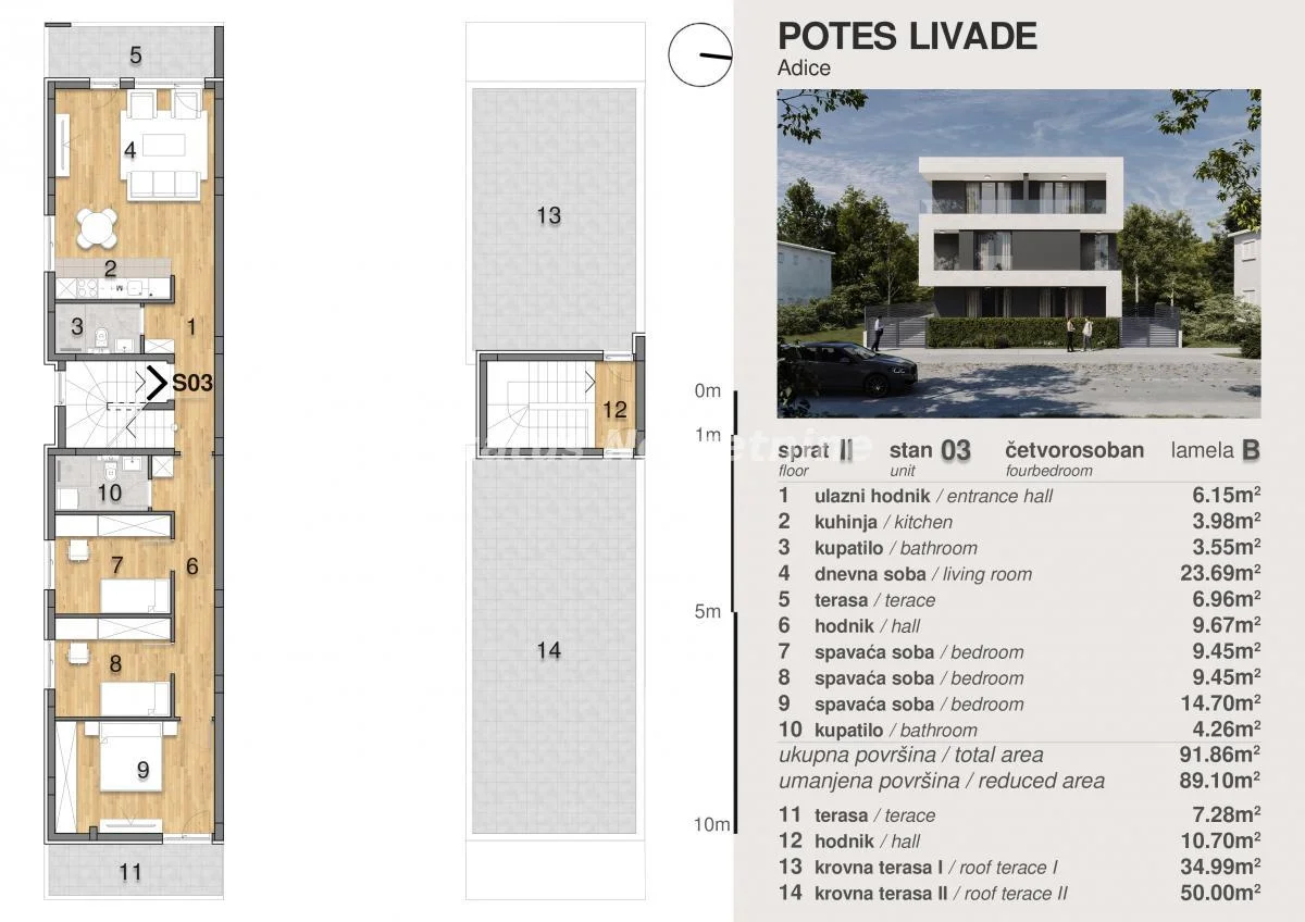 Četvorosoban stan, 89 m², Adice, Novi Sad, 2. sprat