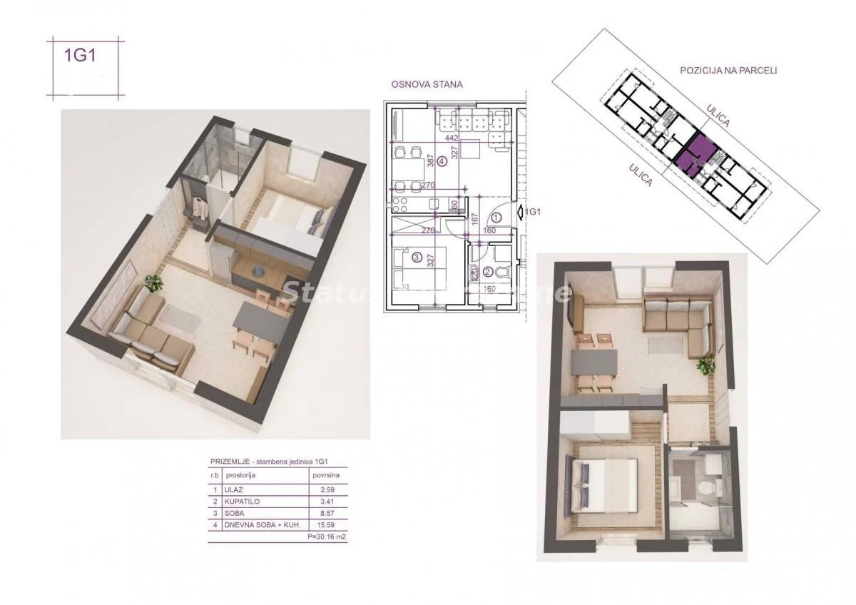 Novi Sad-Veternik - jednoiposoban stan u izgradnji 30m2