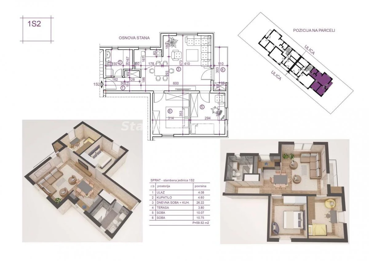 Novi Sad-Veternik - trosoban stan u izgradnji 60m2