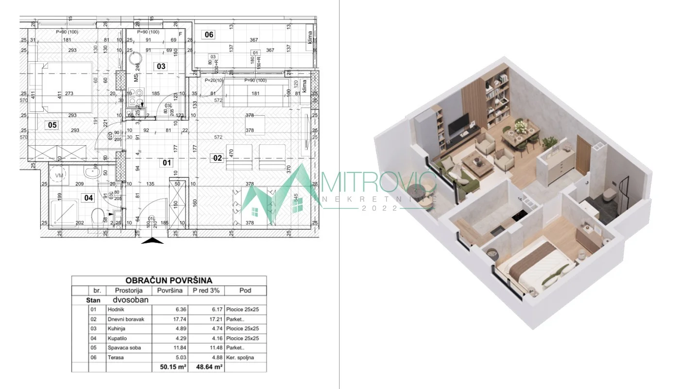 Telep - Dvosoban stan 50m² (ID: 1004684) 