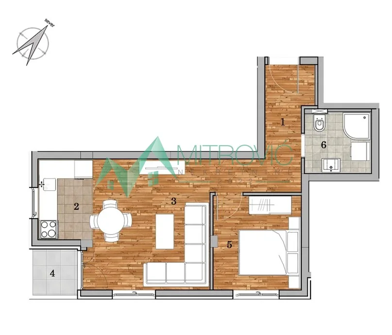Dvosoban  stan u izgradnji 44m2 - Telep 