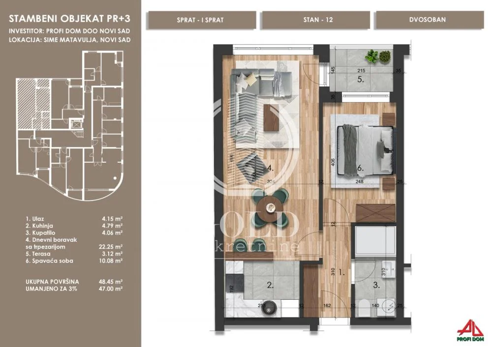 NA PRODAJU - DVOSOBAN STAN NA MIRNOJ LOKACIJI - 48.50m2 ID#13018