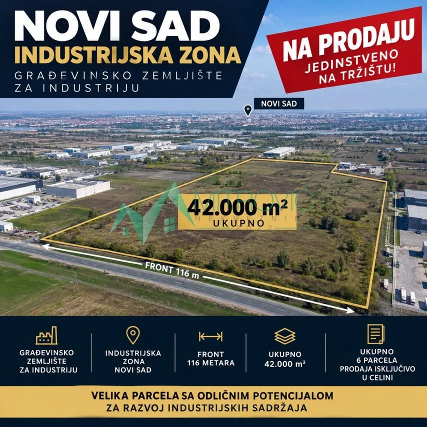 Fenomenalna parcela od 4,2ha u industrijskoj zoni Novog Sada. Pozovite. 