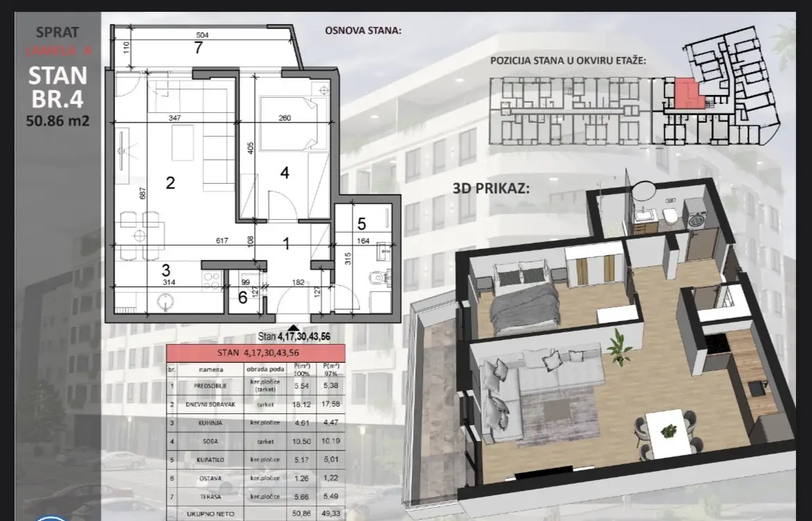 Stan 50m² — Sajmište, Novi Sad