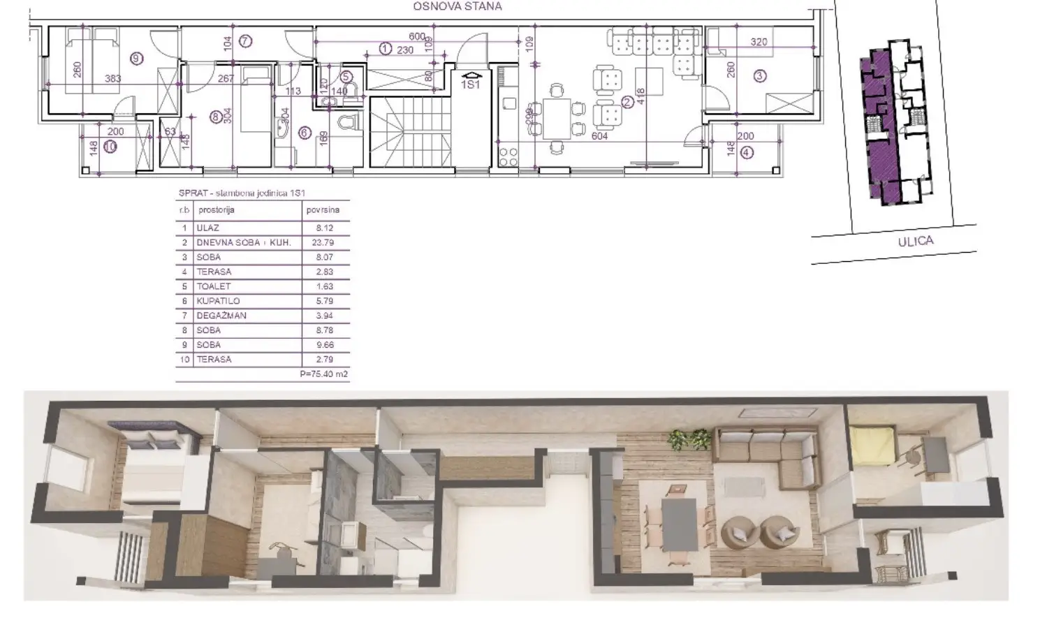 Stan 75m² — Adice, Novi Sad