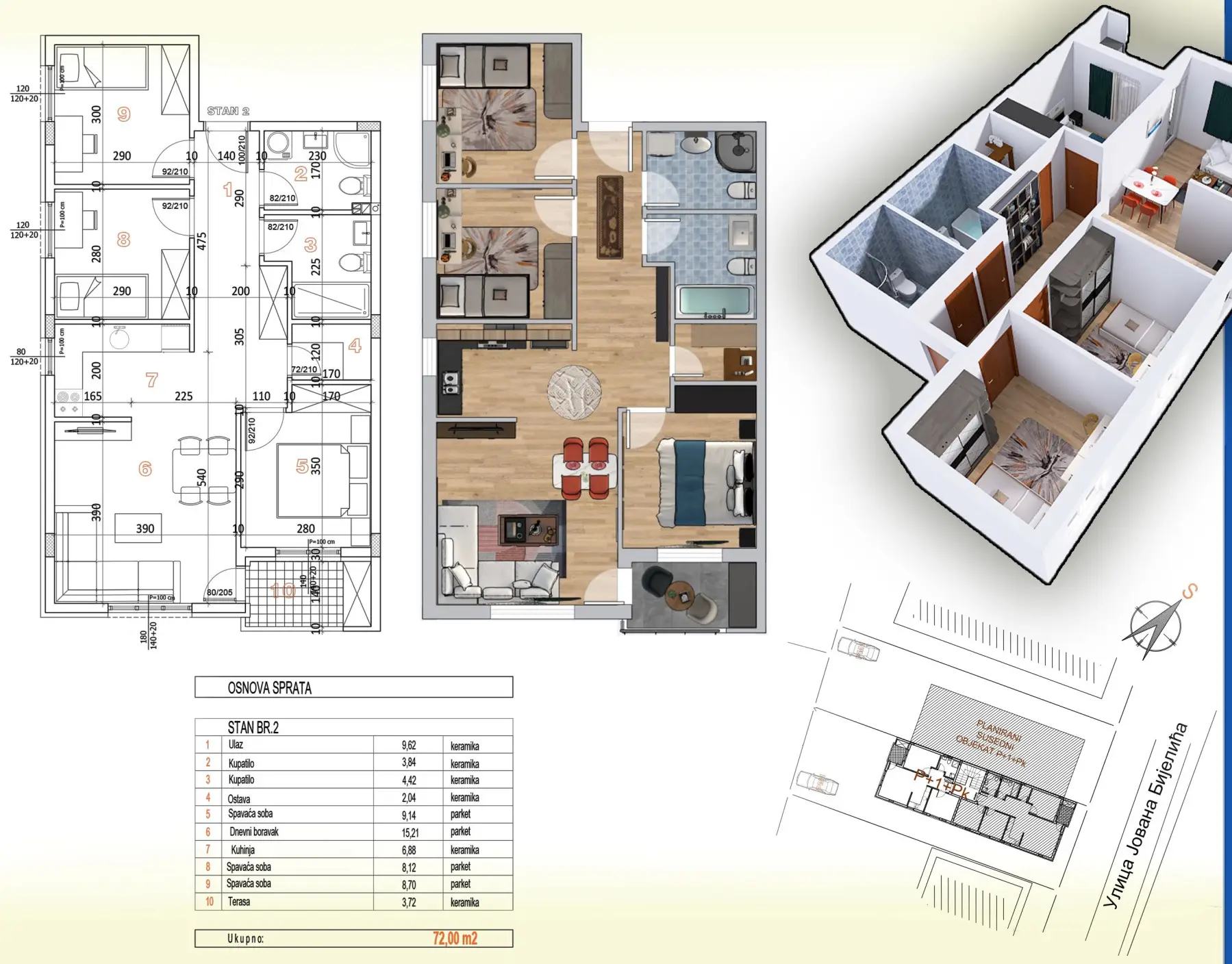 Stan 72m² — Adice, Novi Sad