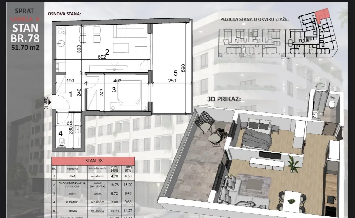 Stan 51m² — Sajmište, Novi Sad