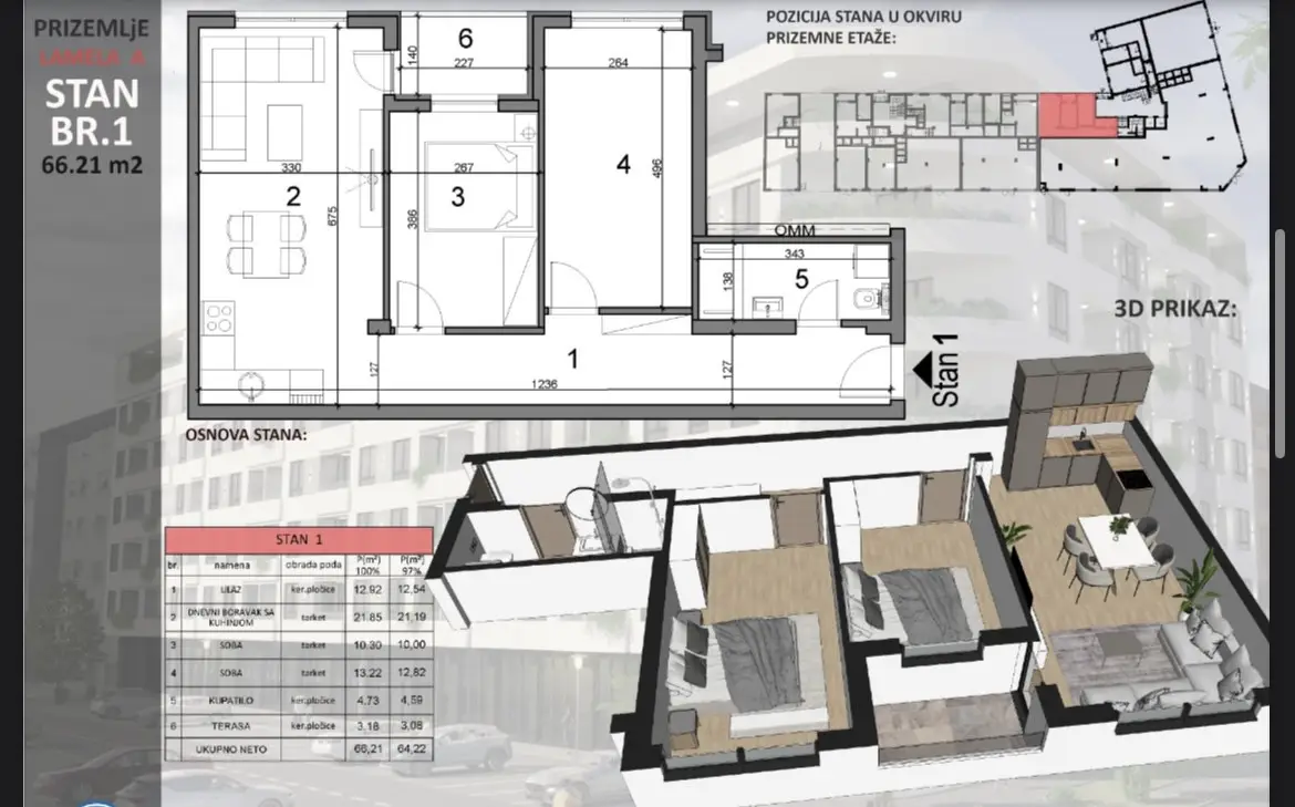 Stan 66m² — Sajmište, Novi Sad