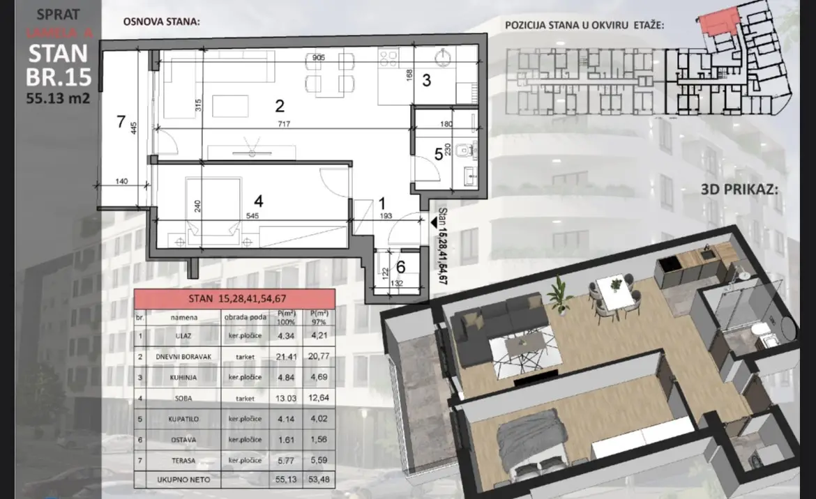 Stan 55m² — Sajmište, Novi Sad