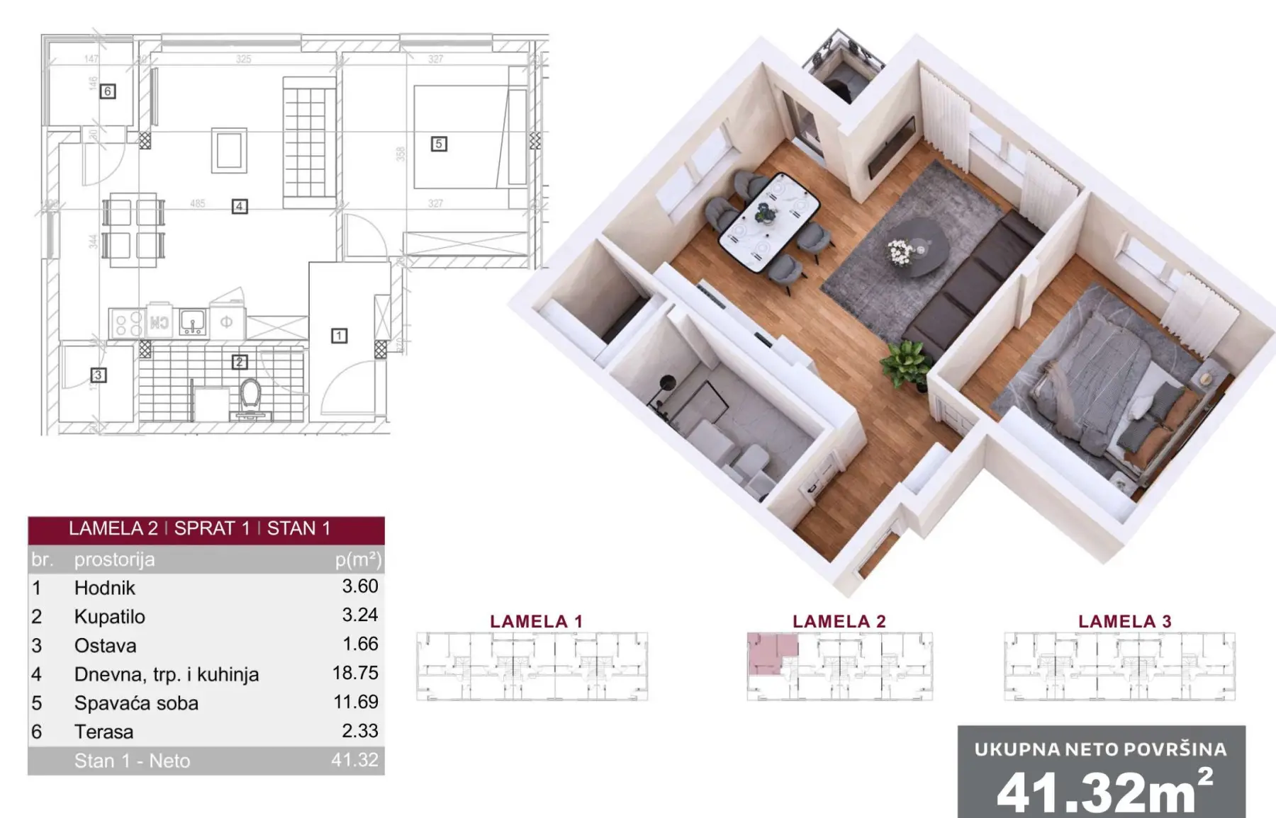 NOVI SAD. VETERNIK. ONE AND A HALF ROOM APARTMENT. PLUS VAT (Svet nekretnine, Novi Sad, Reg. no. 405)