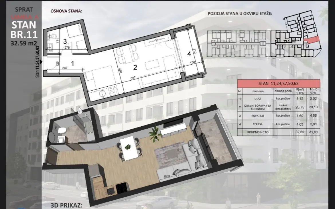 Stan 32m² — Sajmište, Novi Sad