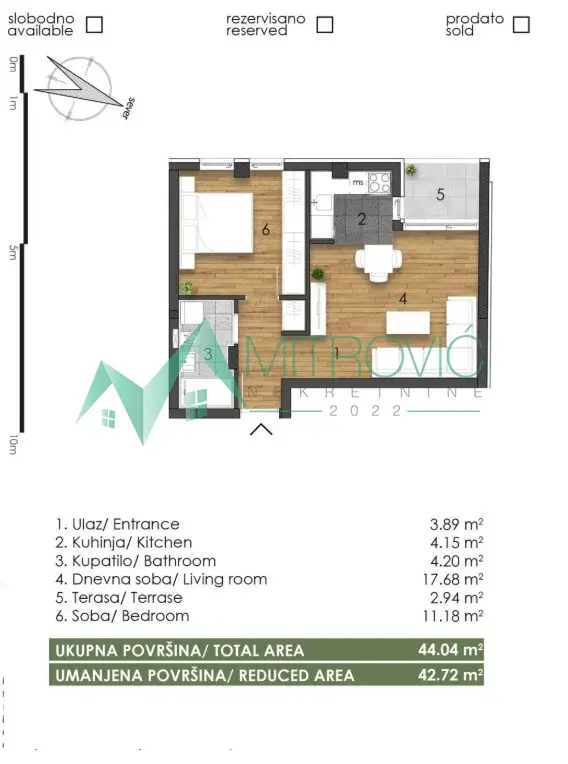 Stan 43m² — Telep, Novi Sad