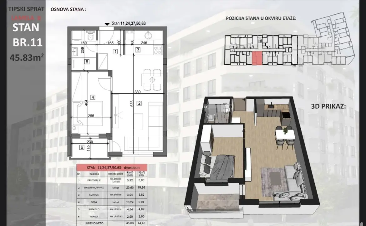 Stan 45m² — Sajmište, Novi Sad
