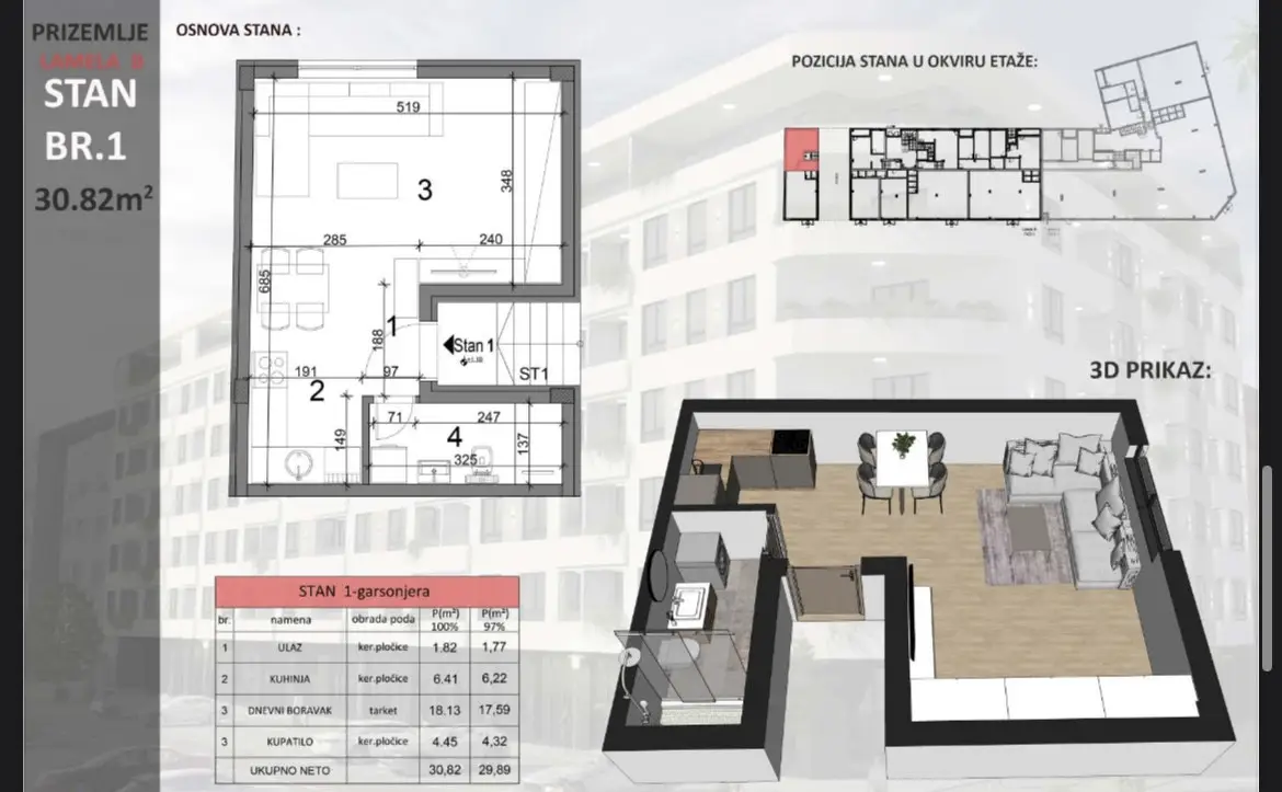Stan 30m² — Sajmište, Novi Sad