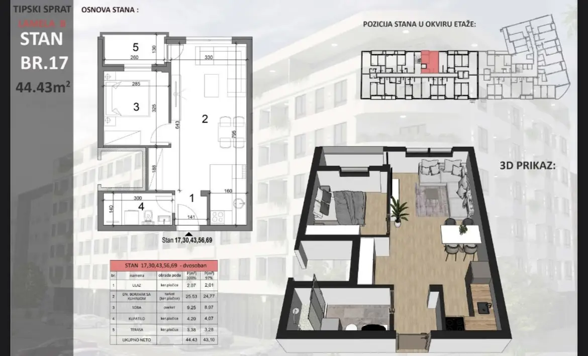 Stan 44m² — Sajmište, Novi Sad