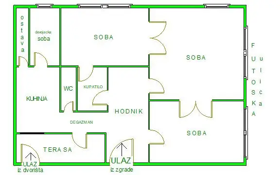 Novi Sad, JODNA BANJA, retko u ponudi, SALONSKI STAN od 117m2. Stan ima dva ulaza iz same zgrade i dodatno i ulaz pre