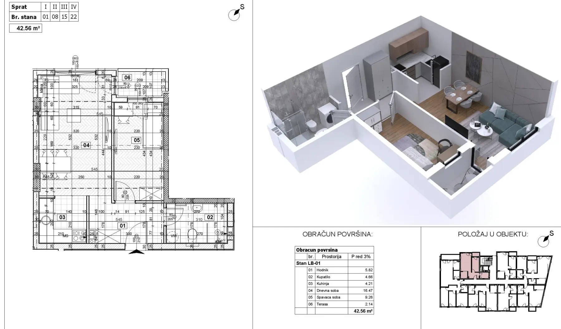 NOVI SAD. AVIACIJA. TWO-ROOM APARTMENT. PLUS VAT (Svet nekretnine, Novi Sad, Reg. no. 405)