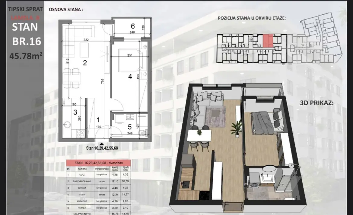 Stan 45m² — Sajmište, Novi Sad