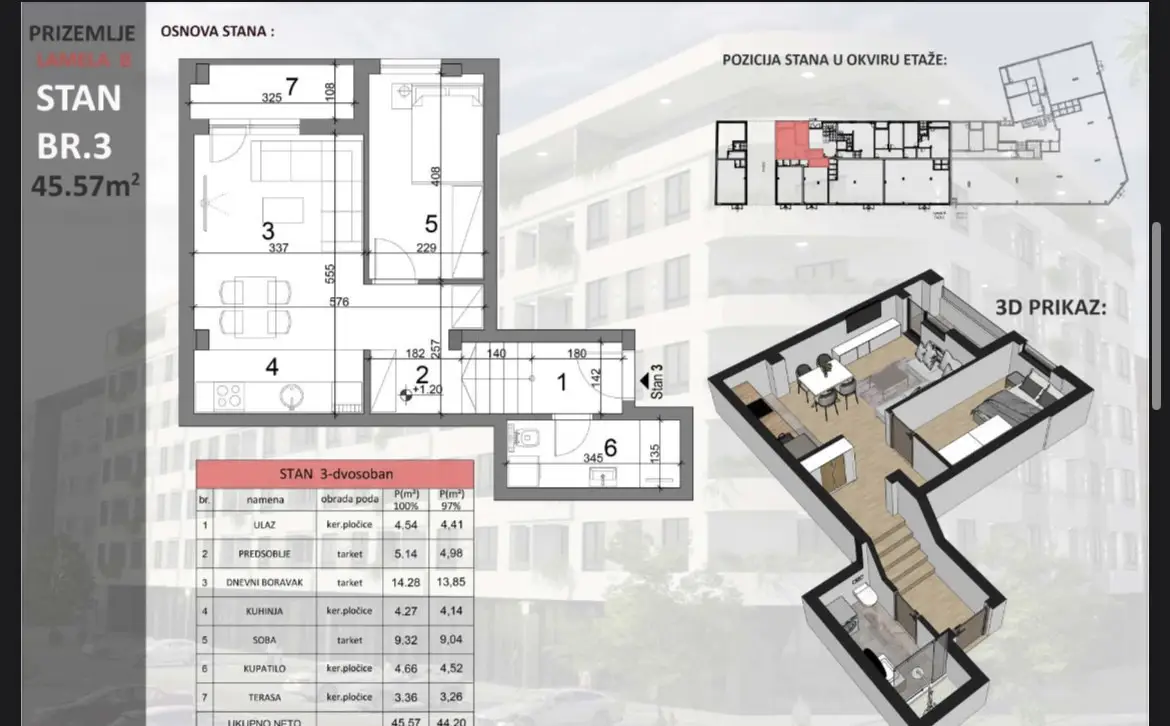 Stan 45m² — Sajmište, Novi Sad