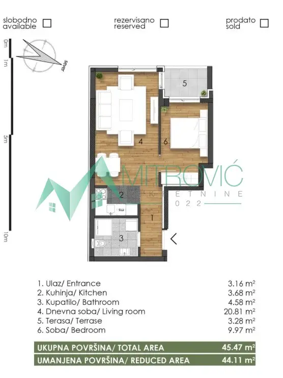 Stan 44m² — Telep, Novi Sad