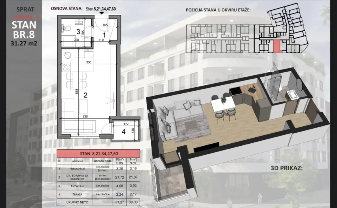 Stan 31m² — Sajmište, Novi Sad