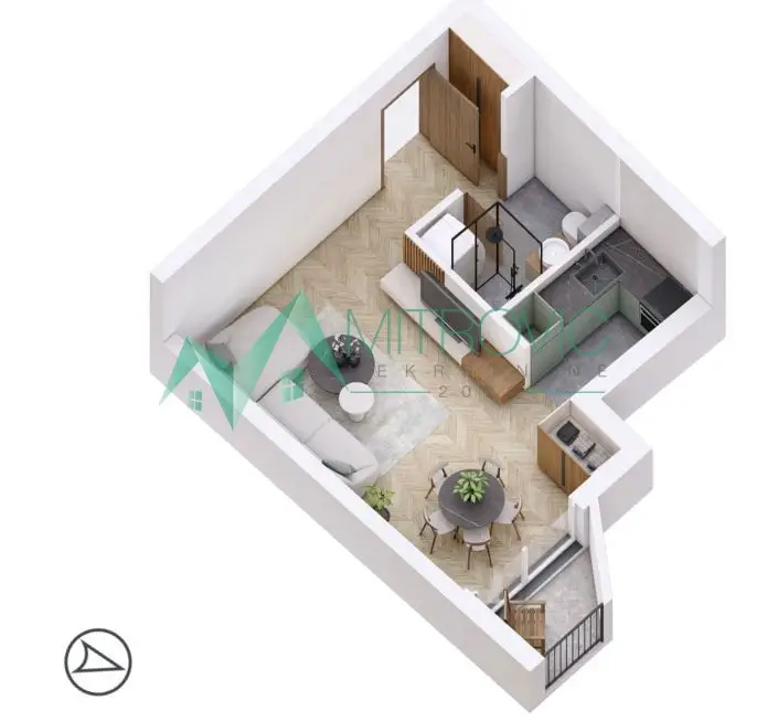 Petrovaradin, One-bedroom apartment 30m2 under construction with VAT refund