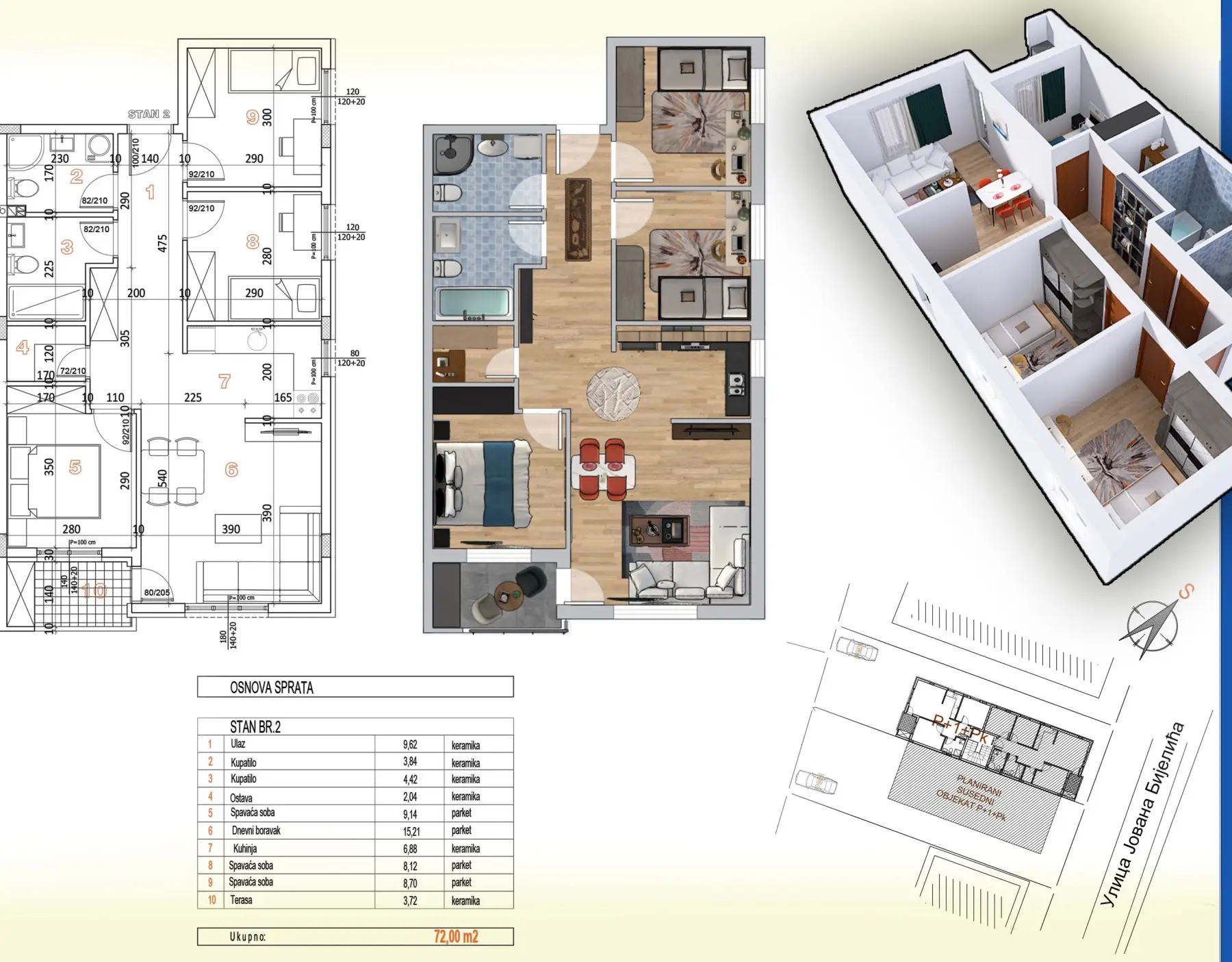 Stan 72m² — Adice, Novi Sad