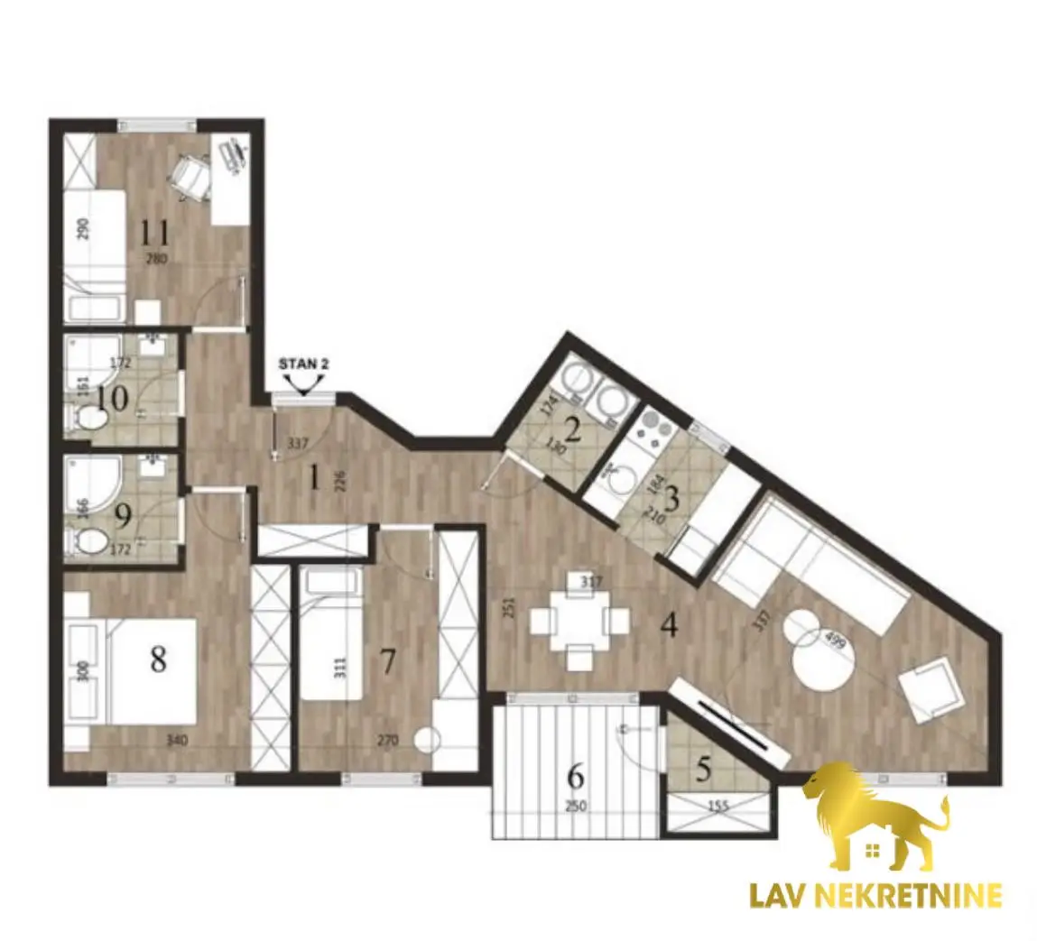 Excellent two-and-a-half room apartment for sale in Novo Naselje, under construction. The apartment is on the first floor, small building with