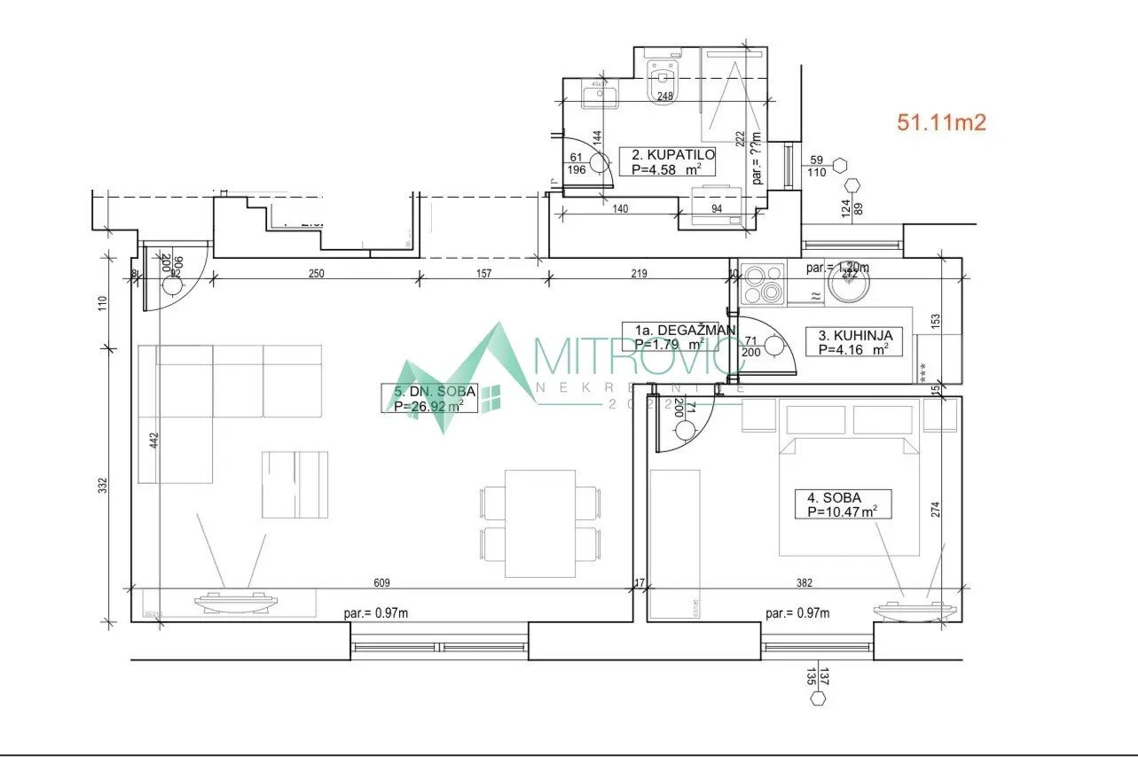 Stan 51m² — Centar, Novi Sad