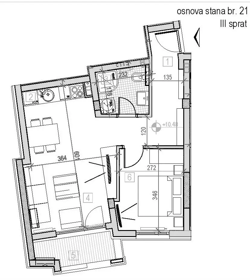 NOVI SAD. PODBARA. ONE AND A HALF ROOM APARTMENT. WITH VAT (Svet nekretnine, Novi Sad, Reg. no. 405)