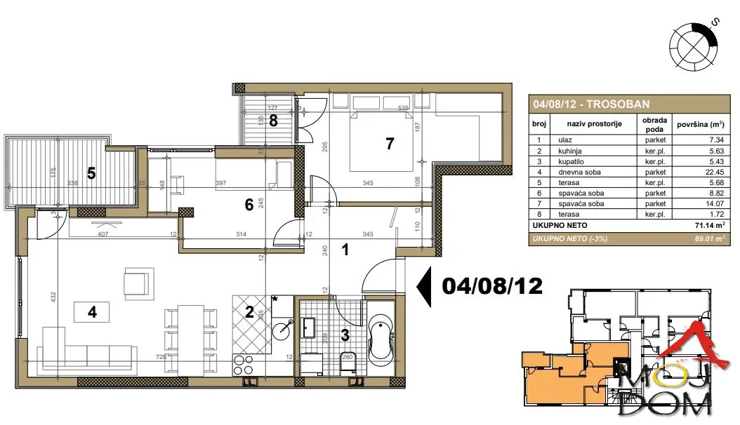 Stan 69m² — Telep, Novi Sad