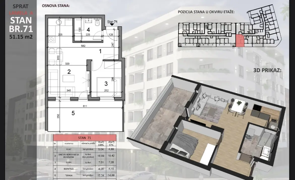 Stan 51m² — Sajmište, Novi Sad