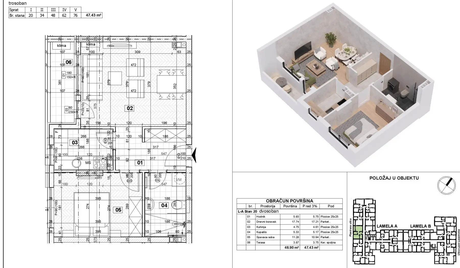 Stan 47m² — Telep, Novi Sad