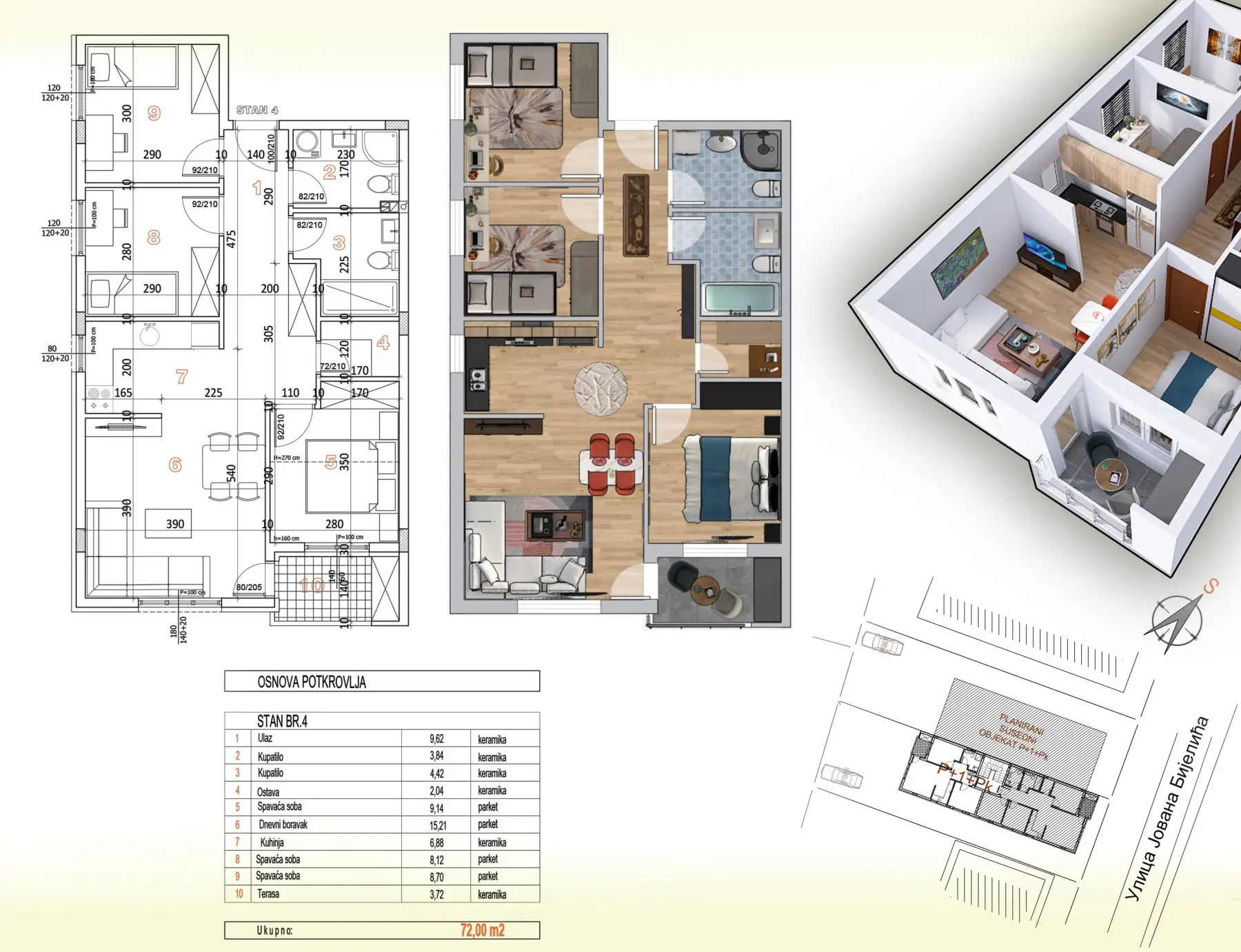 Stan 72m² — Adice, Novi Sad