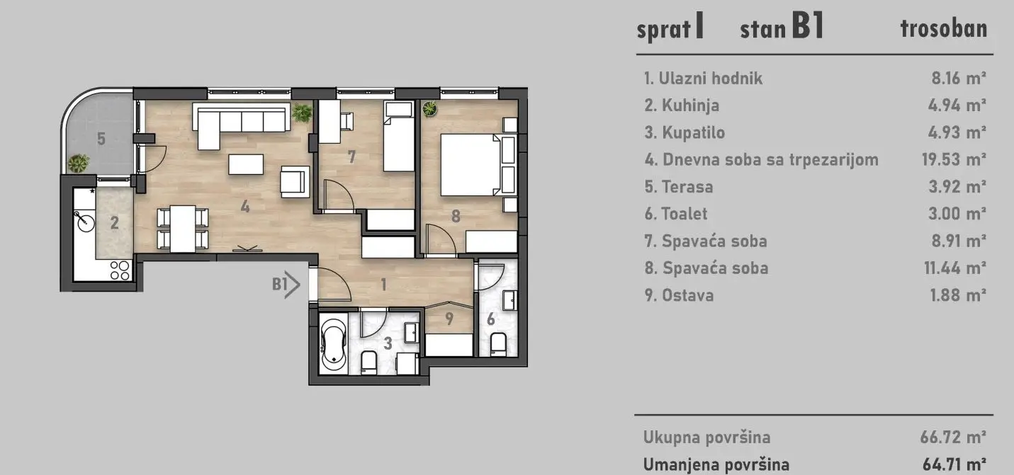 NOV SAD.SOCIJALNO.TROSOBAN STAN.PLUS PDV(Svet nekretnine, Novi Sad, Reg. br. 405)