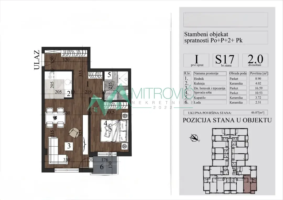 Stan 46m² — Grbavica, Novi Sad