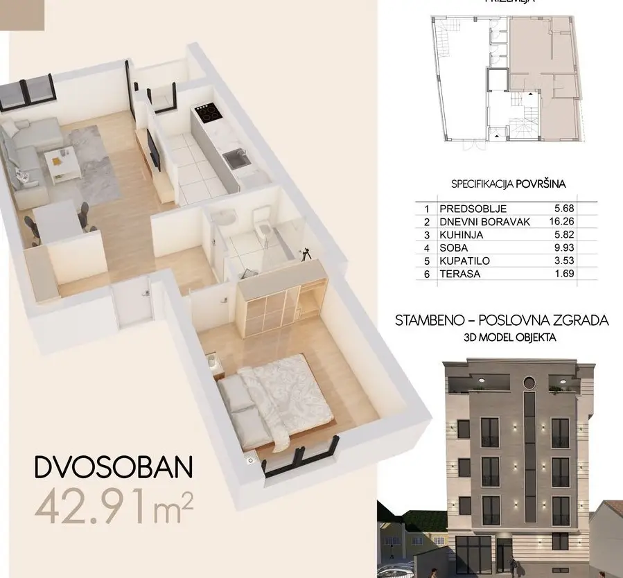 Stan 42m² — Centar, Novi Sad