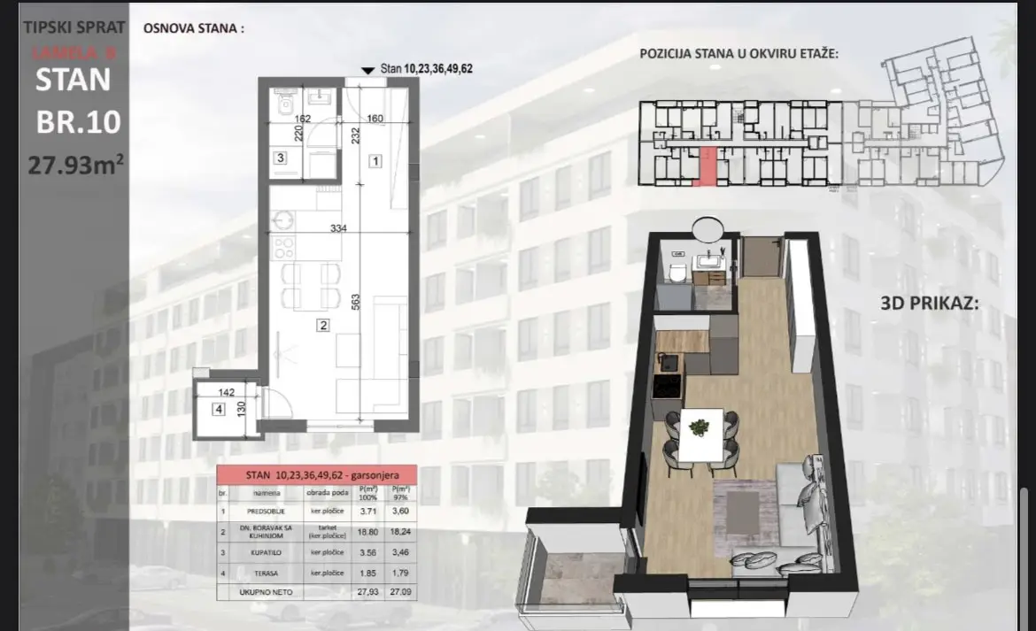 Stan 27m² — Sajmište, Novi Sad
