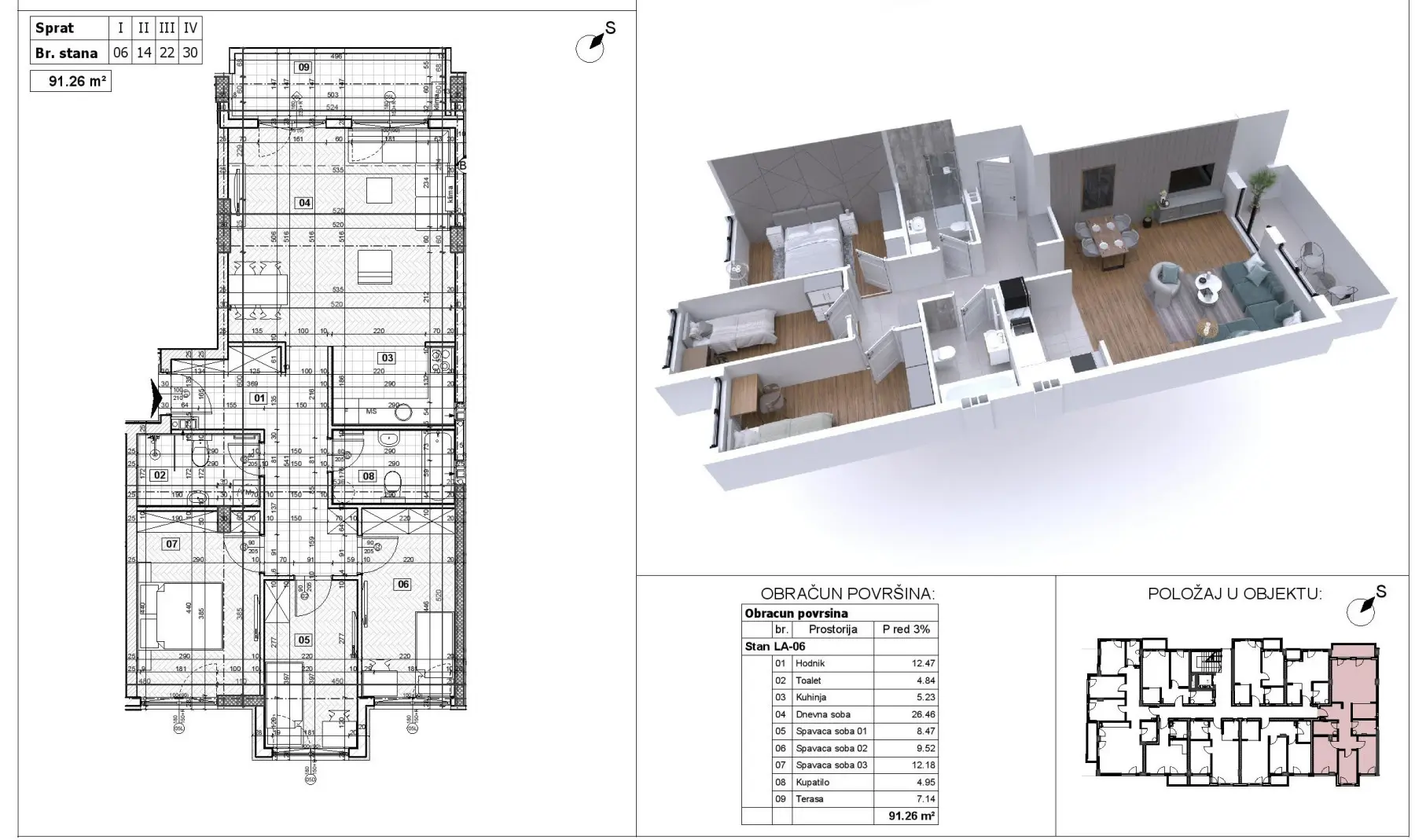 NOVI SAD. AVIACIJA. THREE-AND-A-HALF-ROOM APARTMENT. PLUS VAT (Svet nekretnine, Novi Sad, Reg. no. 405)