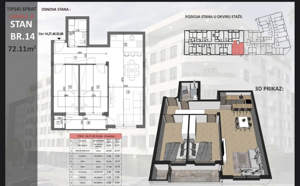 Stan 72m² — Sajmište, Novi Sad