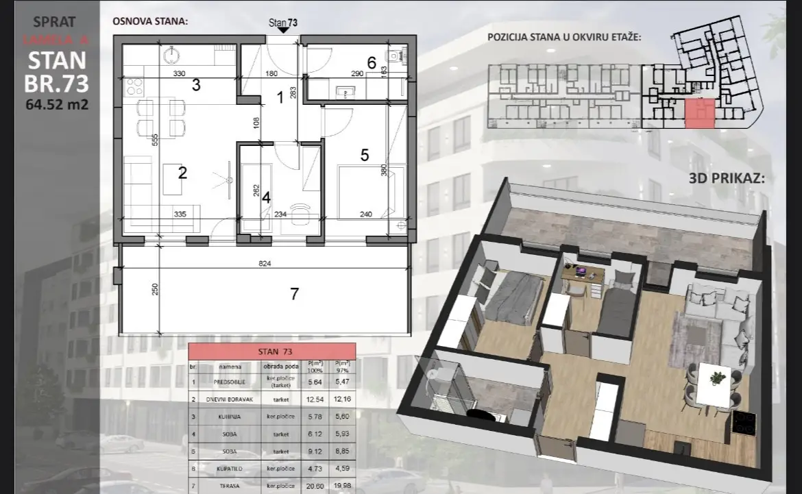 Stan 64m² — Sajmište, Novi Sad