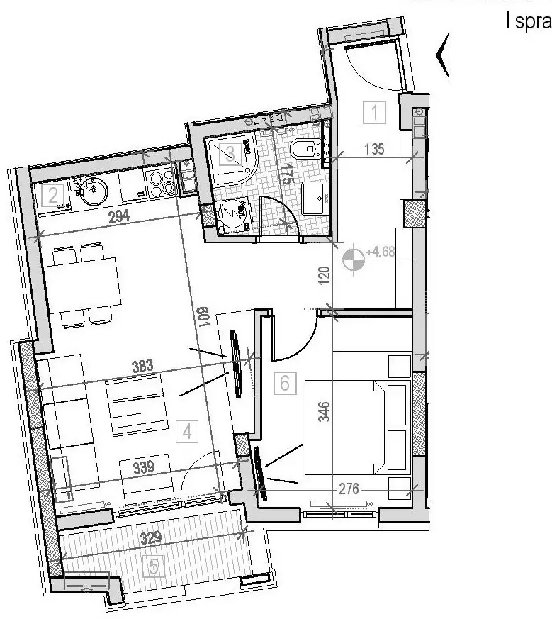 NOVI SAD. PODBARA. ONE AND A HALF ROOM APARTMENT. WITH VAT (Svet nekretnine, Novi Sad, Reg. no. 405)