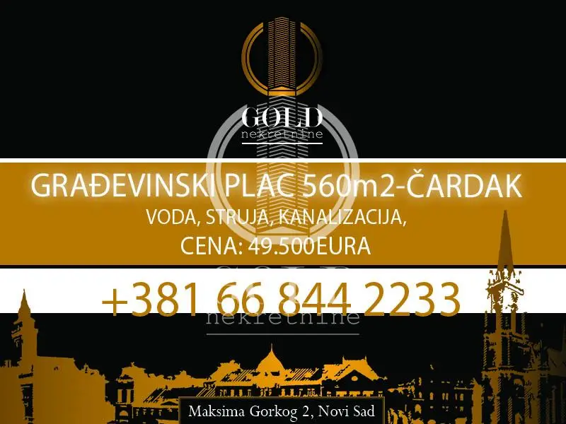 Plot for sale-Čardak, 560m2, Suitable for building a family house, Registered ID#7386