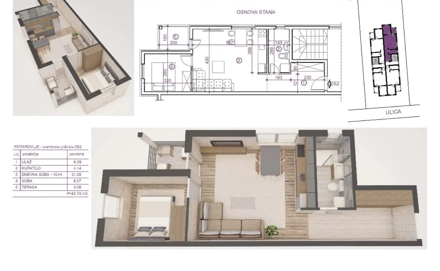 Stan 44m² — Adice, Novi Sad