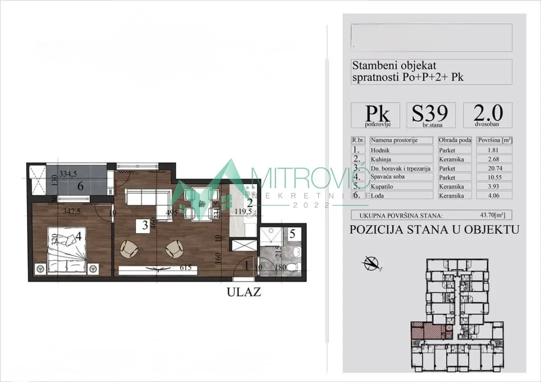 Stan 43m² — Grbavica, Novi Sad