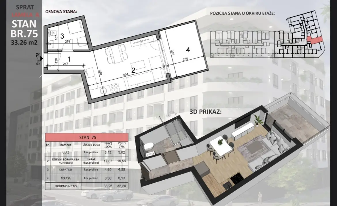 Stan 33m² — Sajmište, Novi Sad