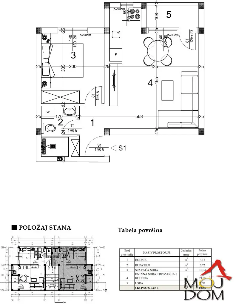Stan 41m² — Veternik, Novi Sad