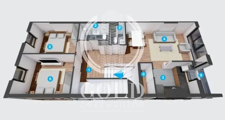 Comfortable four-room apartment with a view of Telep ID#10970
